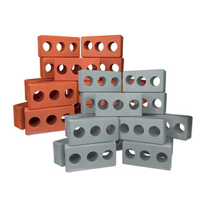 [캐스B]튼튼 벽돌블럭믹스2종 80pcs(2428set)→(빨간벽돌블럭+시멘트벽돌블럭)